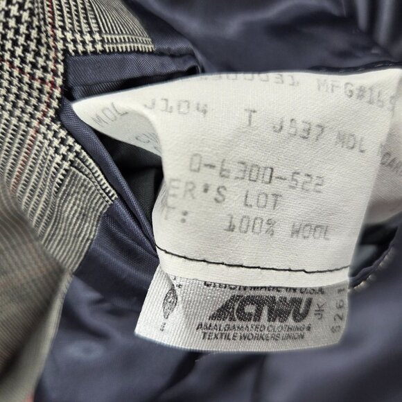 Vintage Hickey Freeman Sport Coat Mens 42R Gray Glen Plaid Wool Blazer Jacket - Picture 5 of 14